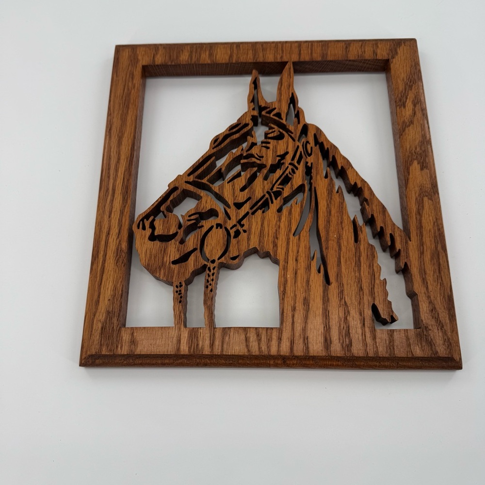 Vintage Wooden Handicrafted Horse Hed Cutout Art Wall‎ Decor Equestrian